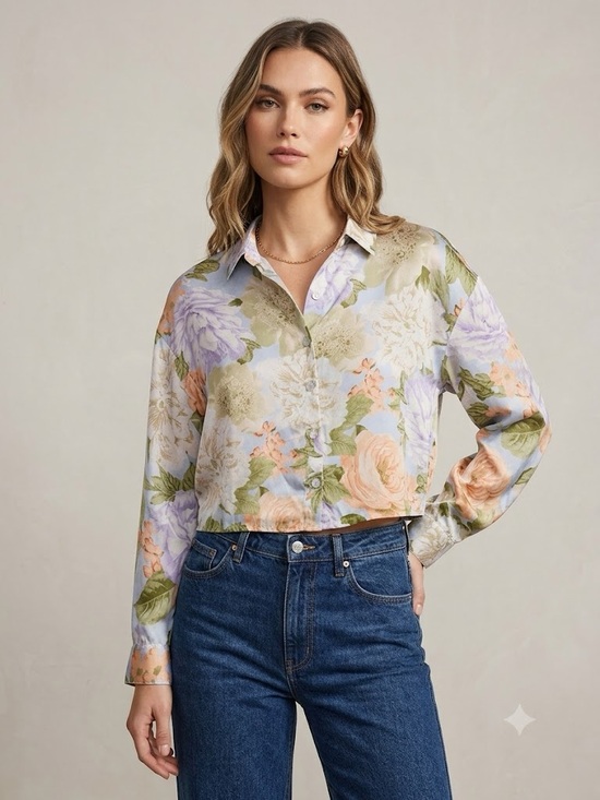 Rachel Zoe Tops - RACHEL ZOE 100% Silk Floral Button Down Long Sleeve Sz L